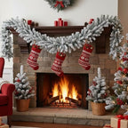 Suncalla 2 Pcs 6ft Thick Christmas Alaskan Pine Christmas Garland Flocked by Unknown