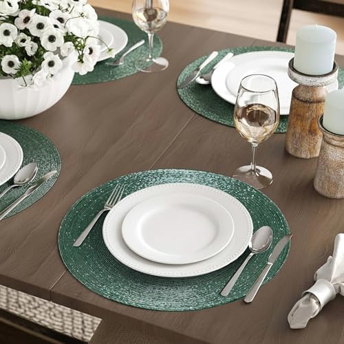 Lightnpro Handmade Beaded Placemats Set of 4 – 13 Inch Round Green Charger Mats | Handcrafted Artisan Table Accessories, Elegant Decorative Dining Table Décor for Weddings, Holidays & Parties - Image 7