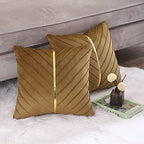 Velvet Throw Pillow Covers 24x24 inch Pack of 2 Gold Decor Brown - Image 5