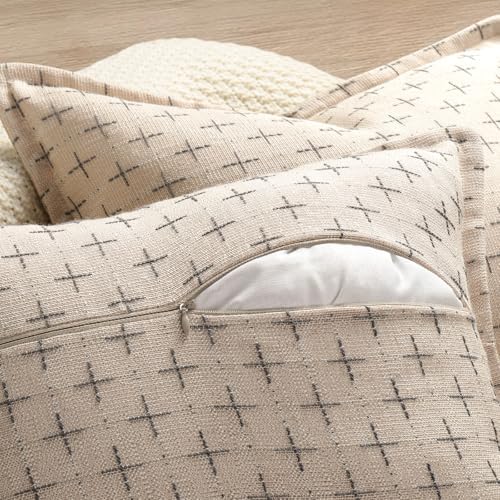 ZWJD Pillow Covers 24x24 Set of 2 Soft Polyester Textured Pillow Covers with Stylish Flange Edge Cozy Farmhouse Throw Pillows for Couch Bed Sofa Living Room - Image 3