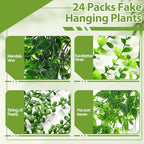 Daifunli 24 Pcs Artificial Hanging Plants Fake Hanging Ferns Plastic Fake Plants for Wall Room Garden Garland Indoor Outdoor Decor No Basket (Eucalyptus,Mandala,String of Pearls,Pea) - Image 4