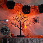 LITBLOOM Lighted Spooky Halloween Tree with Timer Battery Operated or USB Plug in, Pre-lit Black Glittered Tabletop Tree with Orange Lights 24L 18IN for Halloween Home Party Decoration Indoor by LITBLOOM