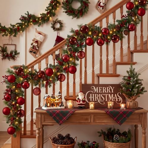 Seenelling 12 Pcs Christmas Glass Ball Ornaments 3.15 Inch, Burgundy - Image 4