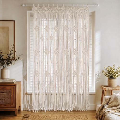 Foreate Boho Macrame Curtain for Doorways Macrame Wall Hanging 39”x79 1PC - Image 7