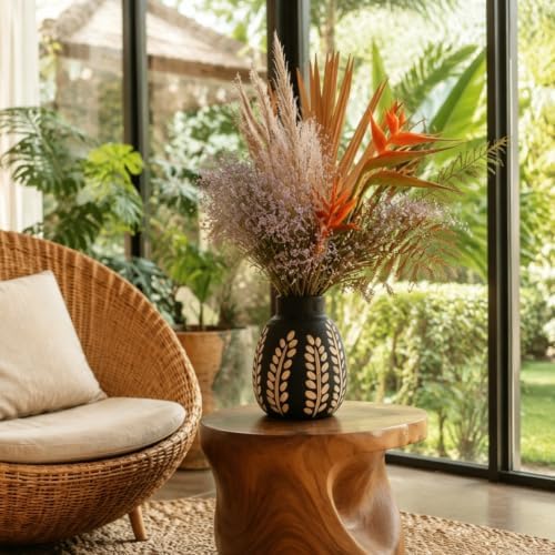 Home Decor Vases for Centerpieces,Wood Flower Vase for Living Room Decor，Black Boho Bookshelf Desk Entry Way Coffee Table Decor,Kitchen Office Laundry Bedroom Decor Aesthetic Vases for Flowers - Image 3