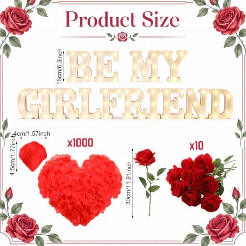 Ceenna Will You Be My Girlfriend Proposal Decoration Set,Red,Bright - Image 2