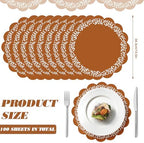 100 Pcs Platos De Barro Mexicanos Paper Placemats 13.5 Inches Cielito Lindo Party Decoration Disposable Scalloped Cinco De Mayo Paper Placemats for Fiesta Mexican Baby Shower Decor - Image 2