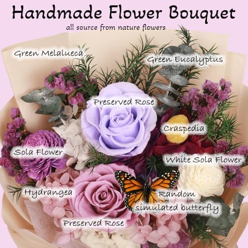 Preserved Flowers Bouquet, Purple Roses Forever Flowers for Delivery - Image 5