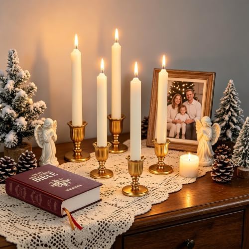 24 Pcs Gold Taper Candle Holders Brass Style Candlestick Holders Victorian Style Wedding Centerpiece Vintage Home Decor Christmas Mantel Decoration Fits Standard Taper Candles - Image 2