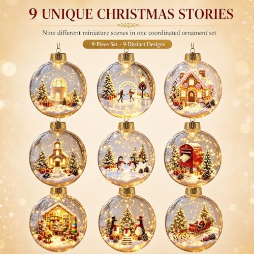 Glowing Christmas Story Ornaments, 9-Piece Light Up Mini Scene Set (Set B) - Image 2