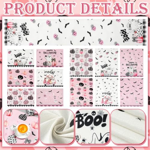 Newtay 13 Pcs Pastel Halloween Table Runner Placemats and Chair Cover Set - Image 3
