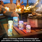ALAZA Blue Butterflies Sunflowers Flickering Flameless Candles Battery Operated with Remote Timer,Tea Light Candles LED Pillar Votive Candles Set of 2 for Outdoor Indoor Decorations - Image 7