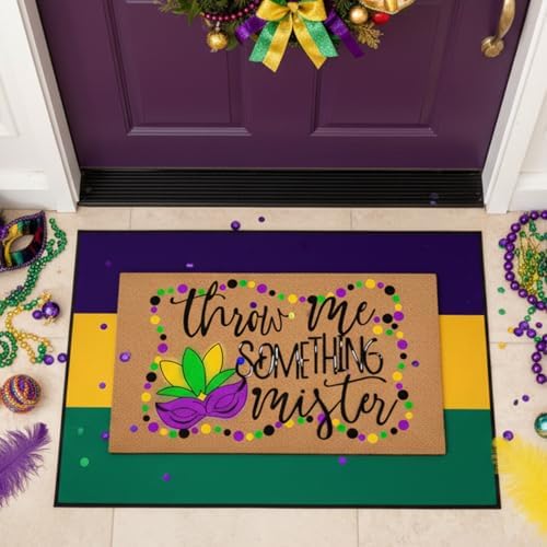 Moucuny 2 Coir Outdoor Mat,Non Slip, 24'' X 35'',16'' X 28'', Mardi Gras by Moucuny