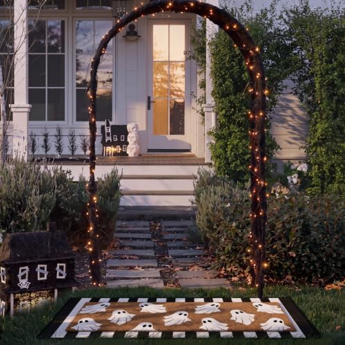 Moucuny 2 Pcs Large Halloween Front Door Mat, Ghost Coir Doormat, Non Slip - Image 5