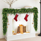 12 FT Artificial Norfolk Pine Garlands with Lights, Pre-Lit Christmas Garland, Real Touch Pine Artificial Faux Greenery Garland for Table, Mantle, Wall, Indoor, Outdoor Christmas Decorations by Mduvoz