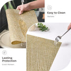 Leetaltree Gold Placemats Set of 8 - Heat Resistant Non-Slip Place mats for Dining Table, Washable Durable PVC Vinyl Woven Table Mats(Luxury Gold, 8) - Image 6