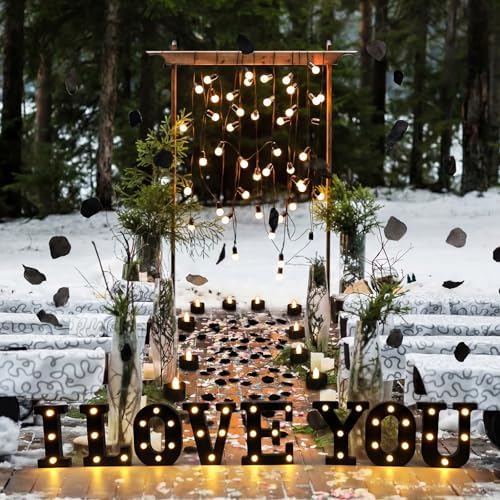 I Love You Light up Letter 24 Candles & 2000 Rose Petals, Black - Image 6