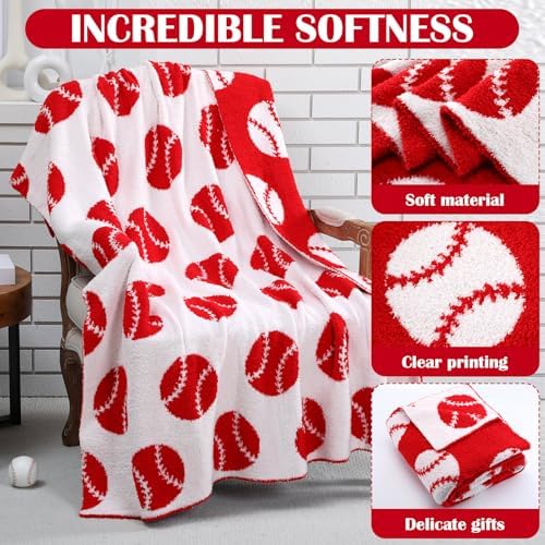 Buryeah Baseball Knit Throw Blanket, Baseball Gift for Boys Teens Men, 50 x 60 Inch Cozy Sport Reversible Knitted Throw Blanket for Couch Sofa Bed Home Decor - Image 2