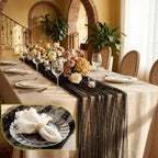 Black 10 Pcs Pearl Gauze Table Runner 120 Inch 10ft Pearl Sheer Tulle Table Cloth Centerpieces for Home Wedding Birthday Bridal Baby Shower Party Favor Holiday Dining Decorations - Image 5