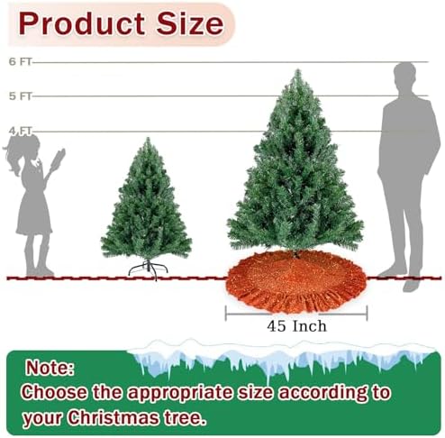 Fall Tree Skirt 45 Inch Orange Christmas Tree Skirt Ruffle - Image 4