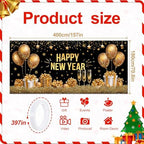 New Year’s Glittering Garage Door Banner – "Happy New Year" with Gold Balloons, Champagne Glasses, and Gifts – Garage Door Cover for Holiday Decor and Outdoor Celebrations - Image 2
