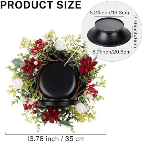 MOYEE Christmas Candle Holder Wreath Single 14 inch, Christmas Candle Ring - Image 4