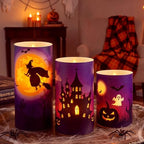 Blosssound 3 Pack Halloween Flameless Candles Black Pumpkin Witch Ghost LED by Blosssound