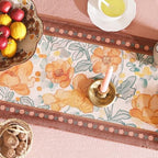 bilin gaier Designer Vintage Orange Floral Small Table Runner,French Farmhouse Soft Linen Coffee Table Runners 63 Inches Long,Decor Tabletop for Kitchen,Dining,Party,Home,Christmas,12"x63" - Image 4