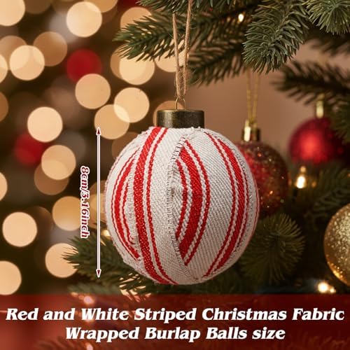 Gemscream 12 Pcs Red and White Striped Christmas Ornament Balls 3.15 Inch - Image 2