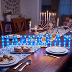 Ganeen 8 Pcs Hanukkah LED Letter Lights Battery Powered Blue Marquee Sign - Image 4