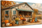 WAXWHELK Farmhouse Fall Canvas Wall Art Rustic Farmhouse Painting Pictures, Farm Fresh Pumpkin Harvest Artwork for Living Room Bedroom Home Decor (20"x40") by Unknown