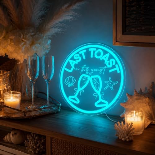 FuugZze Last Toast on The Coast Neon Signs for Wall Decor Coastal Neon Lights for Bedroom Last Toast on The Coast Led Signs for Bedroom Wall Dimmable Light Up Sign for Bachelorette Party Decorations - Image 2