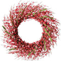 26 Inch Spring Wreaths for Front Door, Large Artificial Forsythia Flowers Wreath, Spring Summer Floral Wreath All Season for Home, Wall, Window, Porch, Wedding, Farmhouse Decor (Pink) by Bibelot