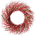 26 Inch Spring Wreaths for Front Door, Large Artificial Forsythia Flowers Wreath, Spring Summer Floral Wreath All Season for Home, Wall, Window, Porch, Wedding, Farmhouse Decor (Pink) by Bibelot