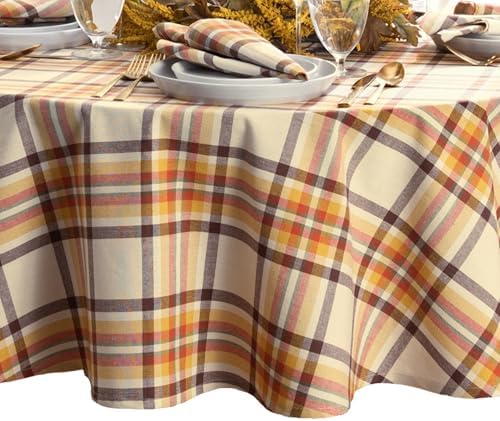Threadmade Russet Harvest Woven Plaid Tablecloth, Multicolor - 70" W x 70" L Round by ElreneHomeFashions