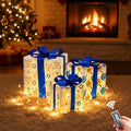 Aurelema Set of 3 Hanukkah Lighted Gift Boxes Remote LED Chanukah Decor by Aurelema