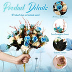 Hotop 12 Pcs Artificial Flowers Centerpiece for Tables 13 in, Light Blue - Image 3