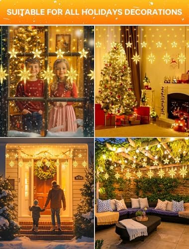 126 LED Star Icicle Lights,7.8ft Window Curtain Lights Plug in - Image 4