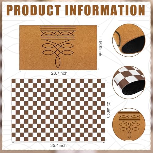 Tinideya 2 Pcs Western Howdy Layered Doormat Set for Porch Decor - Image 3