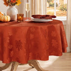 Softalker Fall Jacquard Round Tablecloth, 90 Inch Burnt Orange by Softalker