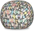 Ambesonne Funny Cartoon Storage Toy Bag Chair, Theme of Playful Hipster Cats with Glasses Colorful Dotted Designed Print, Stuffed Animal Organizer Washable Bag, Large Size, Pink Grey by Ambesonne