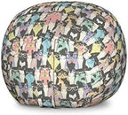 Ambesonne Funny Cartoon Storage Toy Bag Chair, Theme of Playful Hipster Cats with Glasses Colorful Dotted Designed Print, Stuffed Animal Organizer Washable Bag, Large Size, Pink Grey by Ambesonne