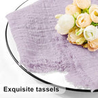 TURSTIN 24 Pieces Lavender Purple Cotton Linen Wedding Napkin Square Rustic Fringe Table Napkin for Dinners, Parties, Weddings - Image 5