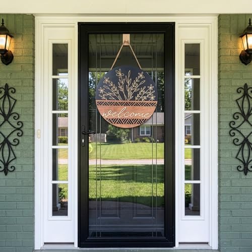 3D Round Wooden Welcome Sign Rustic Front Door Floral Porch Outdoor x2 - Image 6