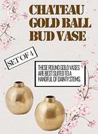 Serene Spaces Living Set of 4 Gold Small Ball Bud Vase, Stylish Flower Vases for Centerpieces at Weddings, Party Tables, Dining or Coffee Table, Thanksgiving, Fall Decor, 3.5" Tall & 3" Diameter - Image 6