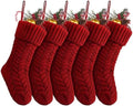 Fesciory 18 Inch Christmas Stockings, 5 Pack Large Cable Knit Xmas Decor by Fesciory
