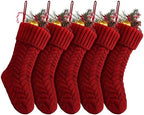 Fesciory 18 Inch Christmas Stockings, 5 Pack Large Cable Knit Xmas Decor by Fesciory