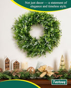 2Pack 20in Eucalyptus Wreath for Front Door, Artificial Green Leaves Greenery Wreath, All Season Wreath for Porch Window Wall Farmhouse Indoor Outdoor Home Decor - Image 4