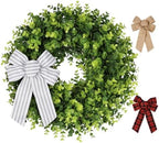 Pansu Boxwood Wreath, Artificial Green Wreath 18 Inch by KuiMen