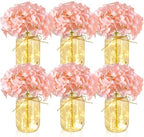 6 Sets Hydrangea Mason Jar Centerpiece with LED Lights for Wedding by Tianxunewtig
